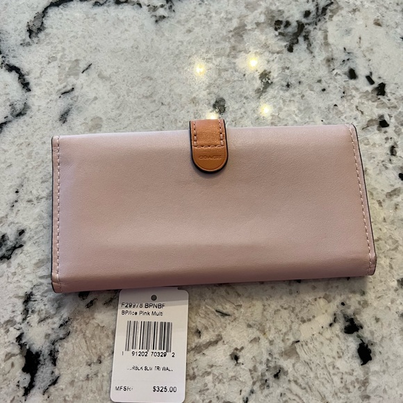 Coach 1941 Glovetanned Leather Slim Trifold Wallet Ice Pink/Multi F29978 - Picture 2 of 9